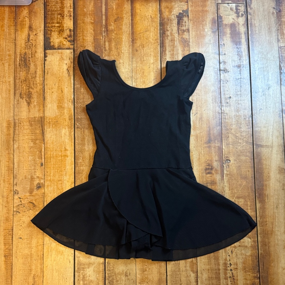 Dance Leotard Black size 8 skirt cotton ballet tap jazz